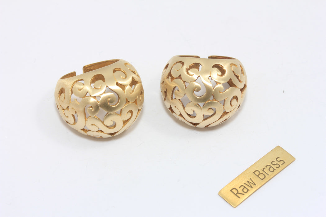 18mm Raw Brass Ring, Adjustable Ring, Statement Flower Brass Rings, AE271
