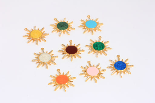 Shiny Gold CZ Sun Charms
