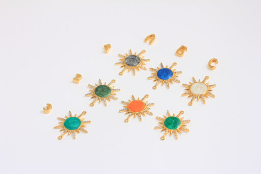 Shiny Gold Sun CZ Charms