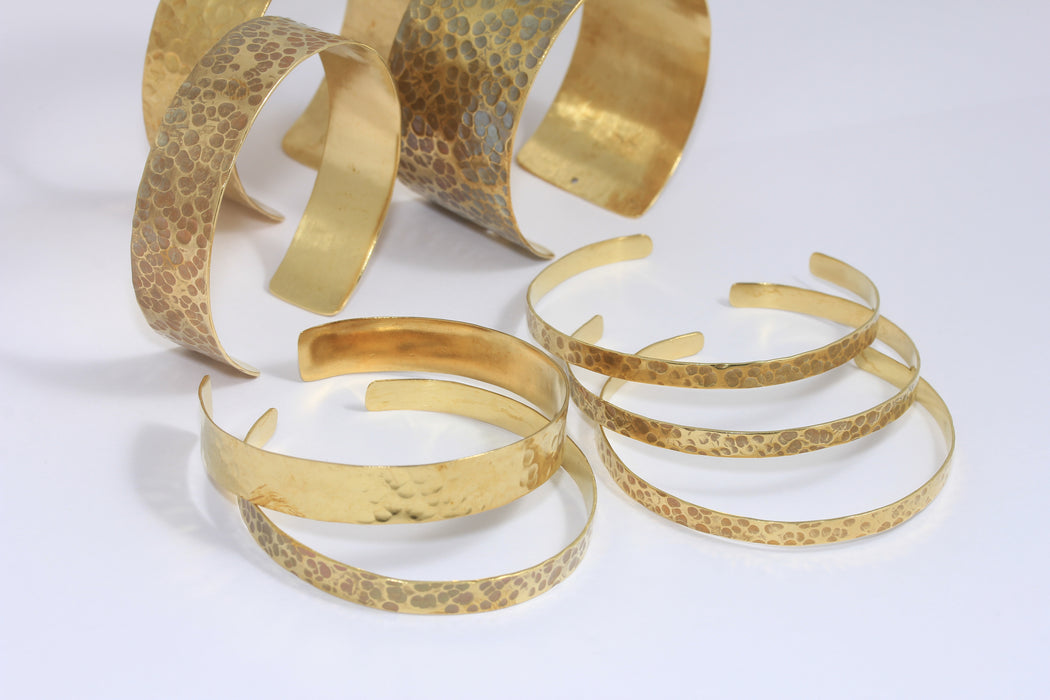 Raw Brass Hammered Bangle, Optional Size Bracelet Cuff, CHK542-1