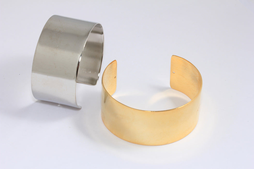 30mm 24k Shiny Gold Or Rhodium Open Bracelet, Wide Flat Bracelet Cuff, BXB199-5