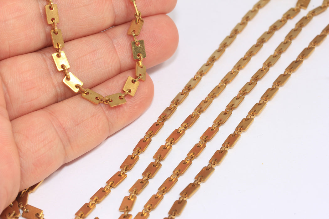 6x4,3mm Raw Brass Bar Chain, Square Bar Chain, Brass Link Necklace, BXB184-4