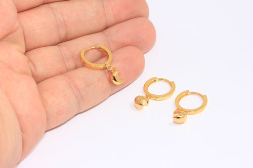 Moon Hoops, Mini Moon Charm Hoops