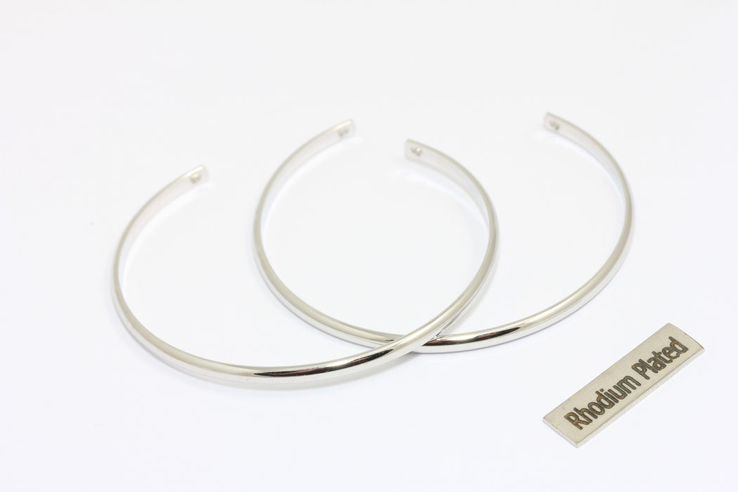 3mm Rhodium Plated Round Wire Bracelet, Open Bracelet Cuff, CHK67-2