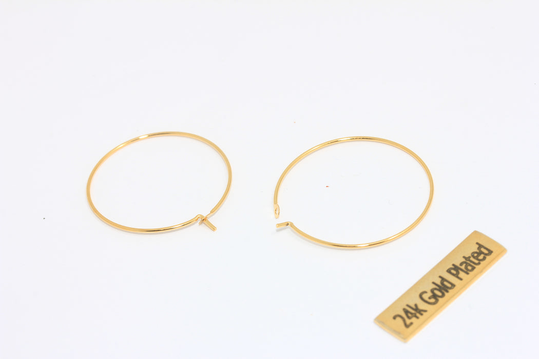 25 mm 24 ayar Parlak Altın Küpeler, Halka Küpeler, Çember Küpeler, Tel Küpeler, EAR8