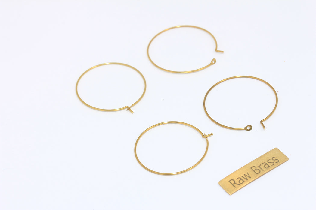 Orecchini in ottone grezzo da 25 mm, orecchini a cerchio, orecchini circolari, EAR40