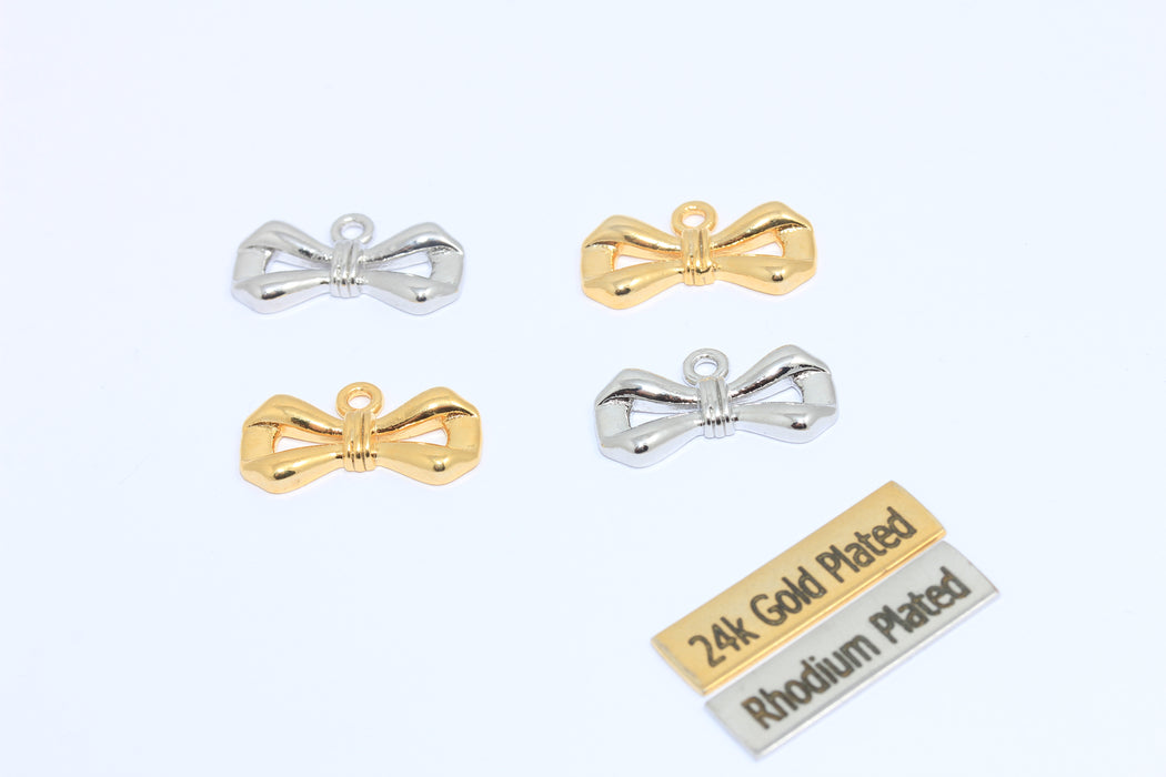 17x24mm 24 Ayar Parlak Altın Fiyonklu Kolye, Papyon Kolye Ucu, CR90