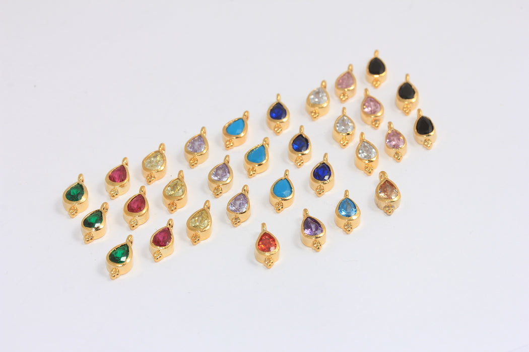 5x7mm CZ Drop Crystal Bracelet Charms, Optional Stone Color Beads,