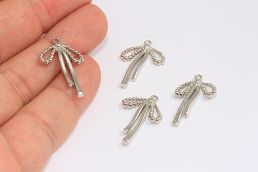 Rhodium Plated Bow Charms