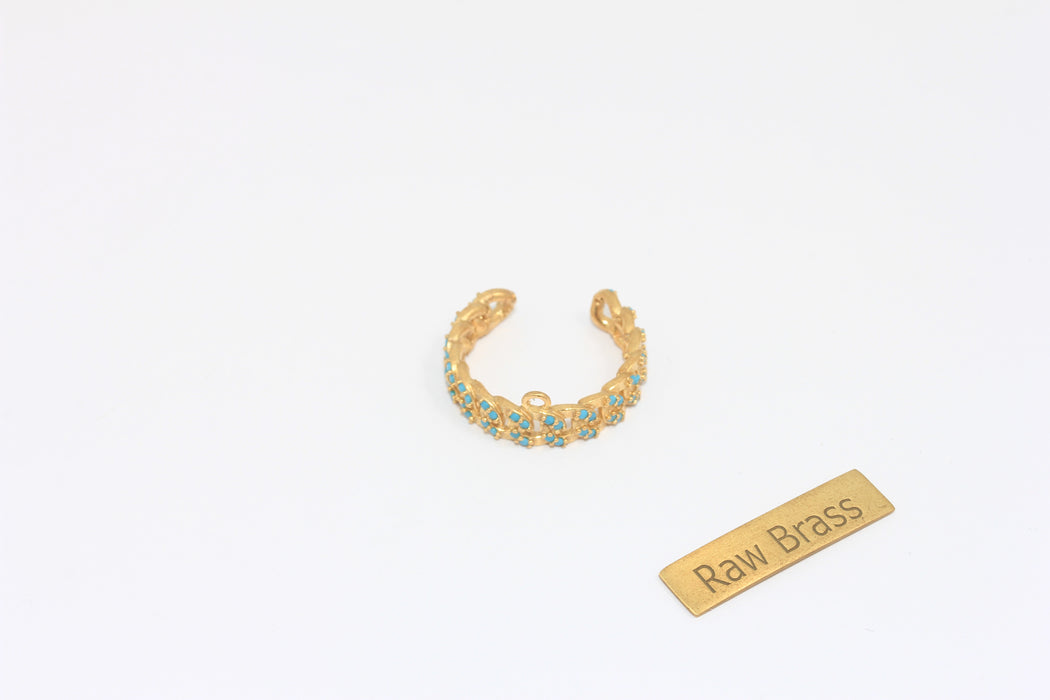 16-17 mm 24 Ayar Parlak Altın Zincir Yüzükler, Mikro Taşlı Zincir Yüzük, MLS690