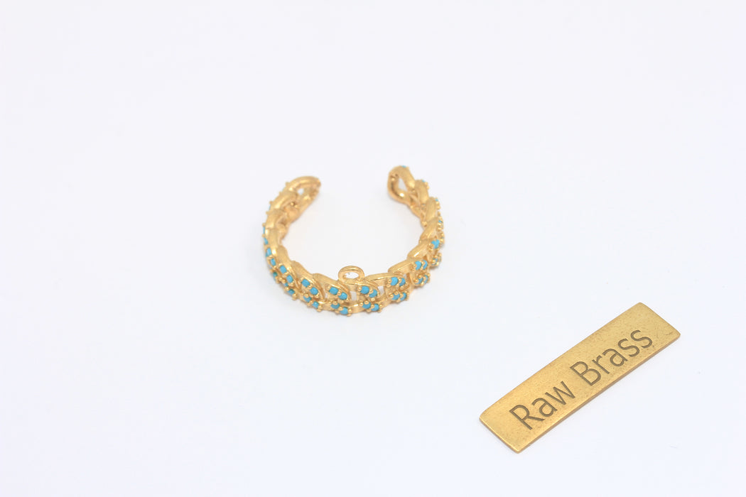 16-17 mm 24 Ayar Parlak Altın Zincir Yüzükler, Mikro Taşlı Zincir Yüzük, MLS690