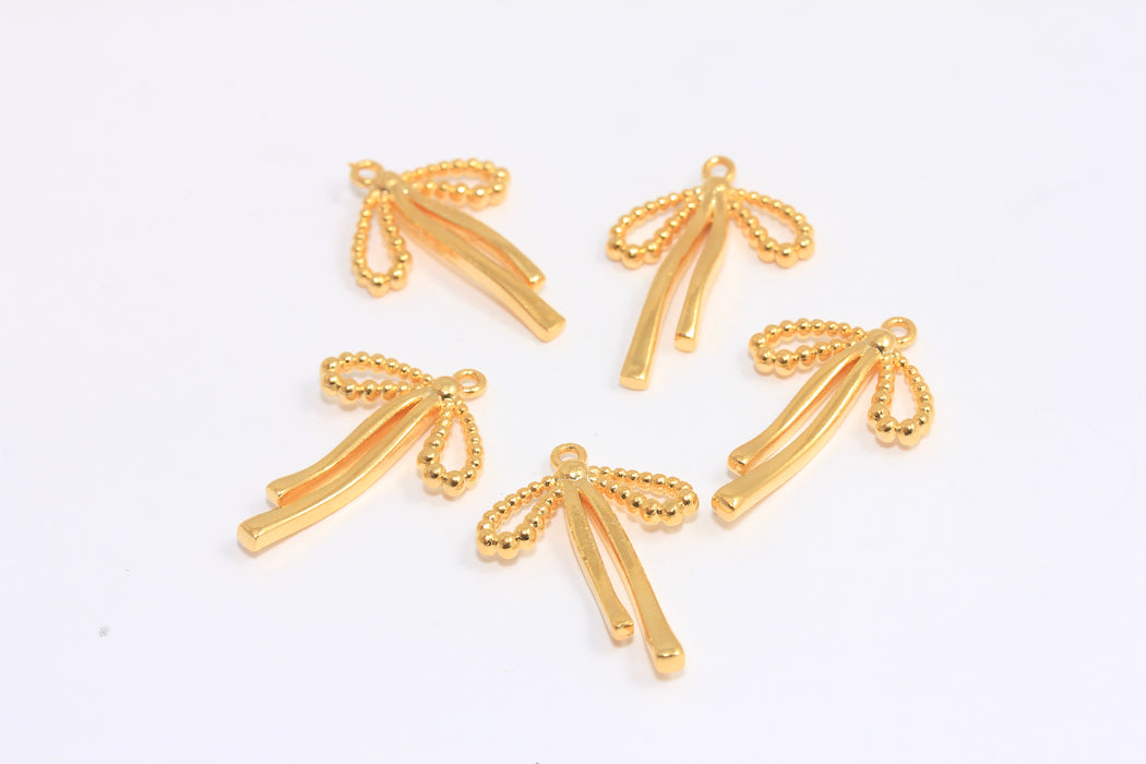 Shiny Gold Bow Charms