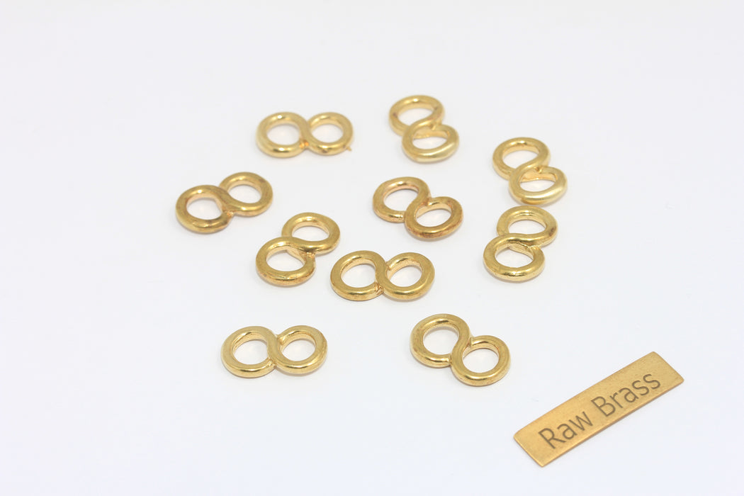9x15mm Raw Brass Infinity Charms, Eternity Bracelet Connector, Infinity Bracelet Connector, Two Hole Charms, ZPR315