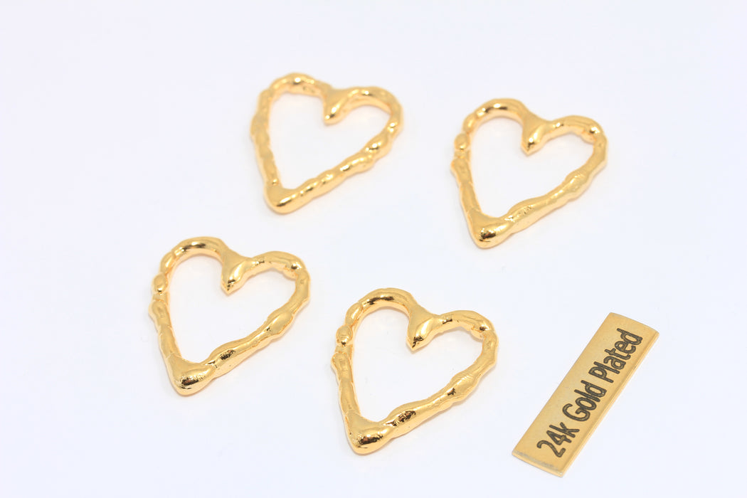Ciondolo a forma di cuore in oro lucido 24k da 22 mm, medaglione a forma di cuore con cornice, MTE113