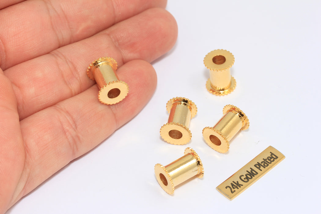 10x12mm 24k Shiny Gold Tubes, Bead Core, Channel Bead Cores, Gold Tube Beads, Bracelet Solid Tube Charms, KDR172-2