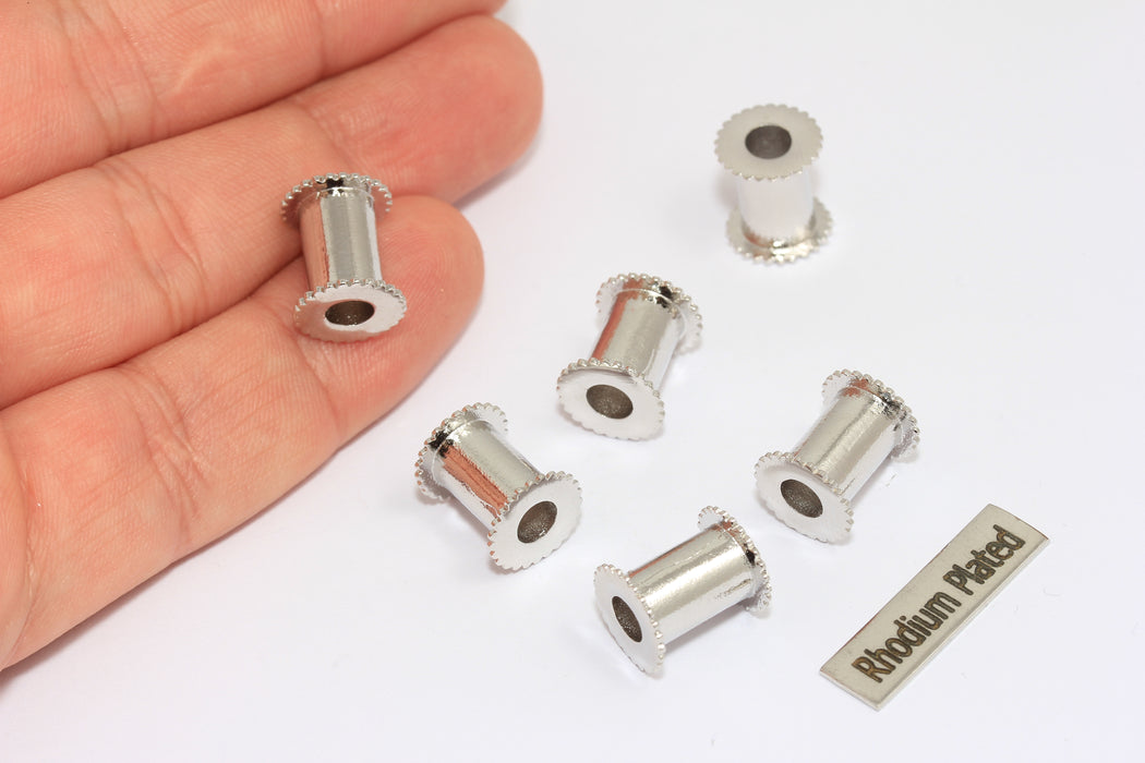 10x12mm Rhodium Plated Tubes, Bead Core, Channel Bead Cores, Silver Tube Beads, Bracelet Solid Tube Charms, KDR172-1