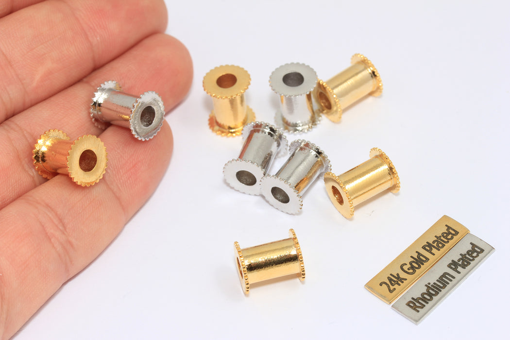 10x12mm 24k Shiny Gold Or Rhodium Plated Tubes, Bead Core, Channel Bead Cores, Tube Beads, Solid Tube Charms, Jewelry Findings, KDR172