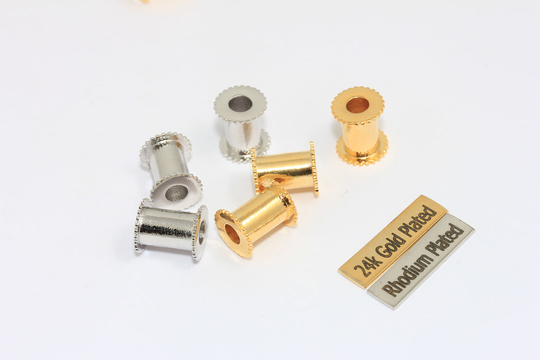 10x12mm 24k Shiny Gold Or Rhodium Plated Tubes, Bead Core, Channel Bead Cores, Tube Beads, Solid Tube Charms, Jewelry Findings, KDR172