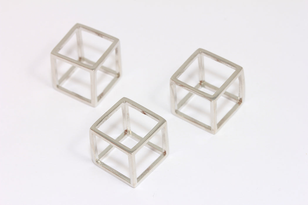 17 mm Rodyum Kaplamalı Küp Charms, 3D Küp Kolye, CR173