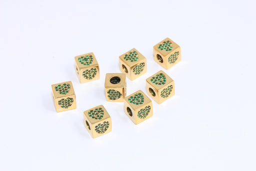 Shiny Gold CZ Heart Beads