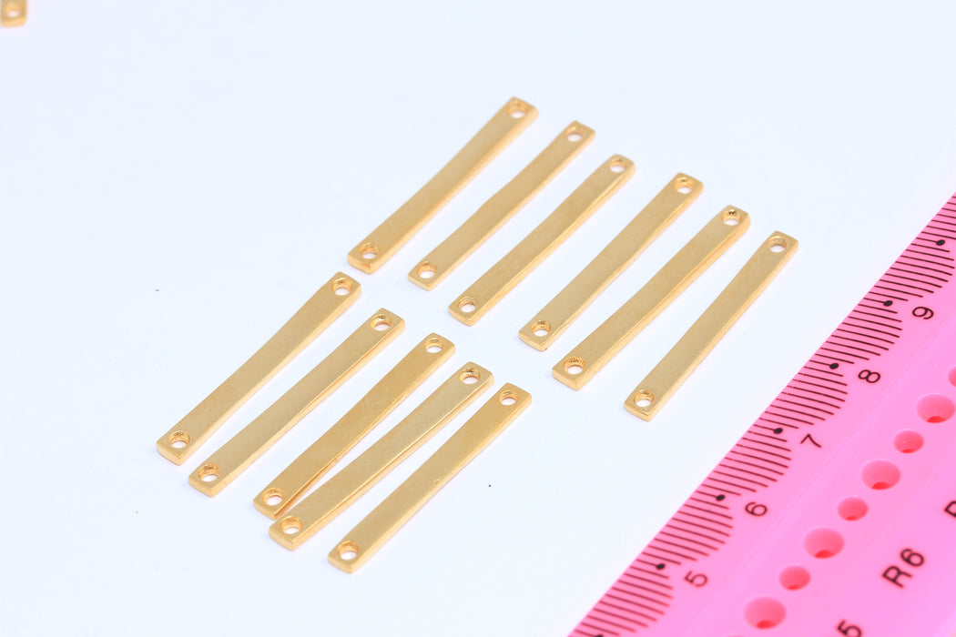 3x34mm 24k Matt Gold Bar Pendant, Stamping Bar Pendant, Connector Charm, Horizontal Bar, BRT429