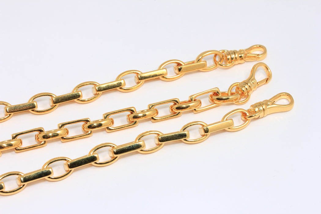 24k Shiny Gold Chain Oval Link Bracelet, Rectangle Bracelet, Statement Bracelets, BRT490-6