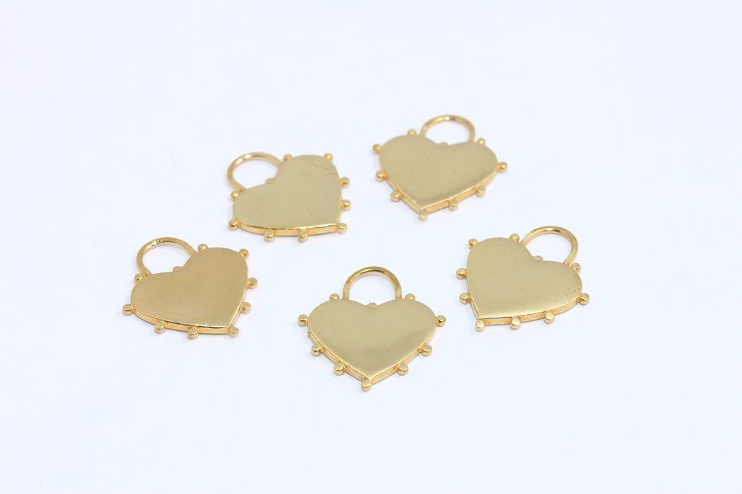 Brass Heart Charms