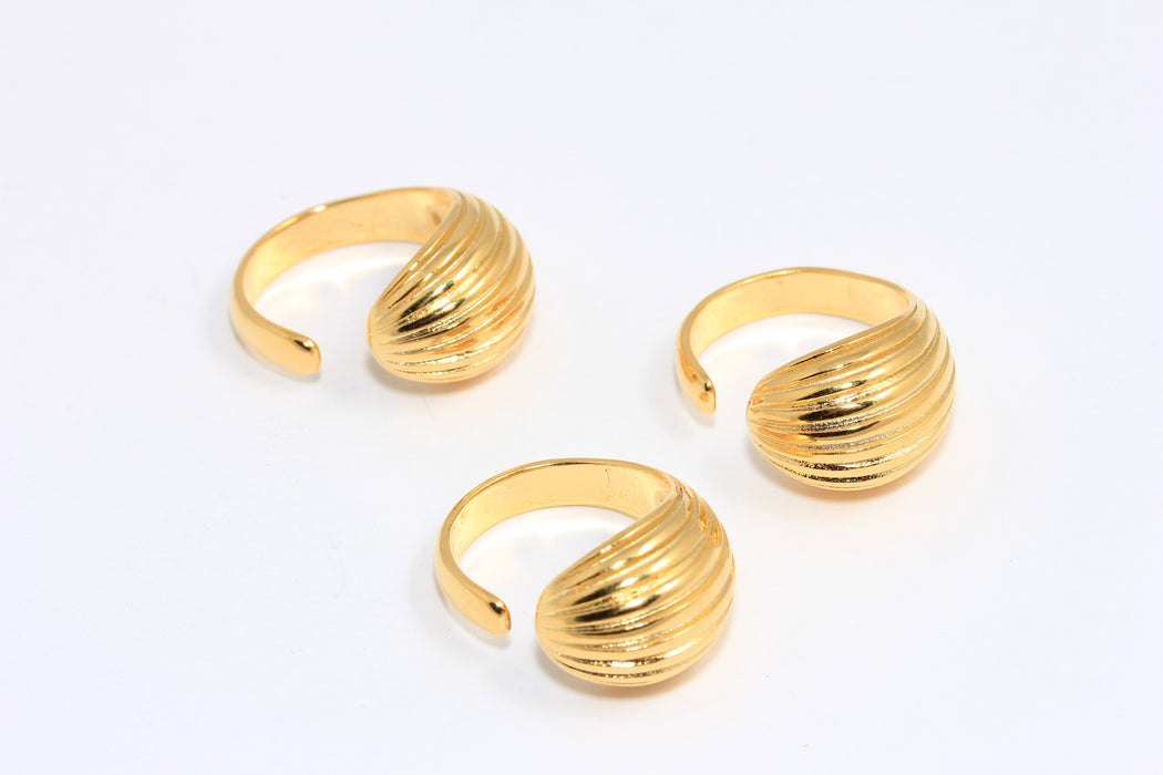 17-18mm 24k Shiny Gold Shell Rings, Open Sea Shell Rings, Statement Rings, BRT418