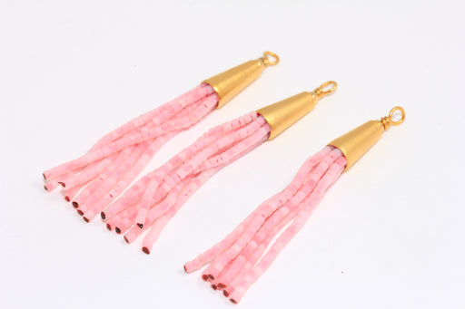 Pink Afghan Tassels, Long Beaded Tassels