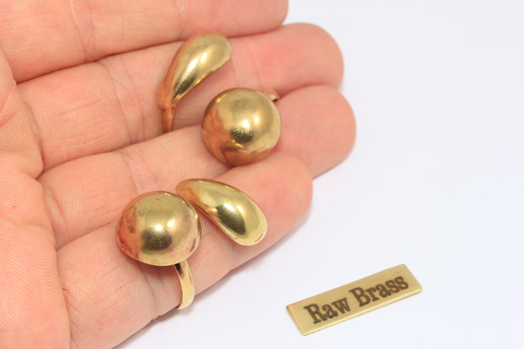 20mm Raw Brass Rings, Adjustable Ring Settings, Statement Ring, Open Ball Rings, Raw Brass Rings, FNL153
