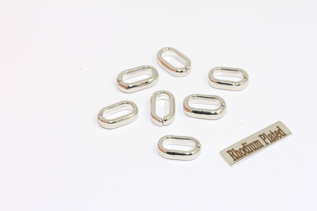 6x13 mm Rodyum Kaplamalı Oval Bağlantı Tılsımı, Bağlantı Tılsımları, CHK158-2
