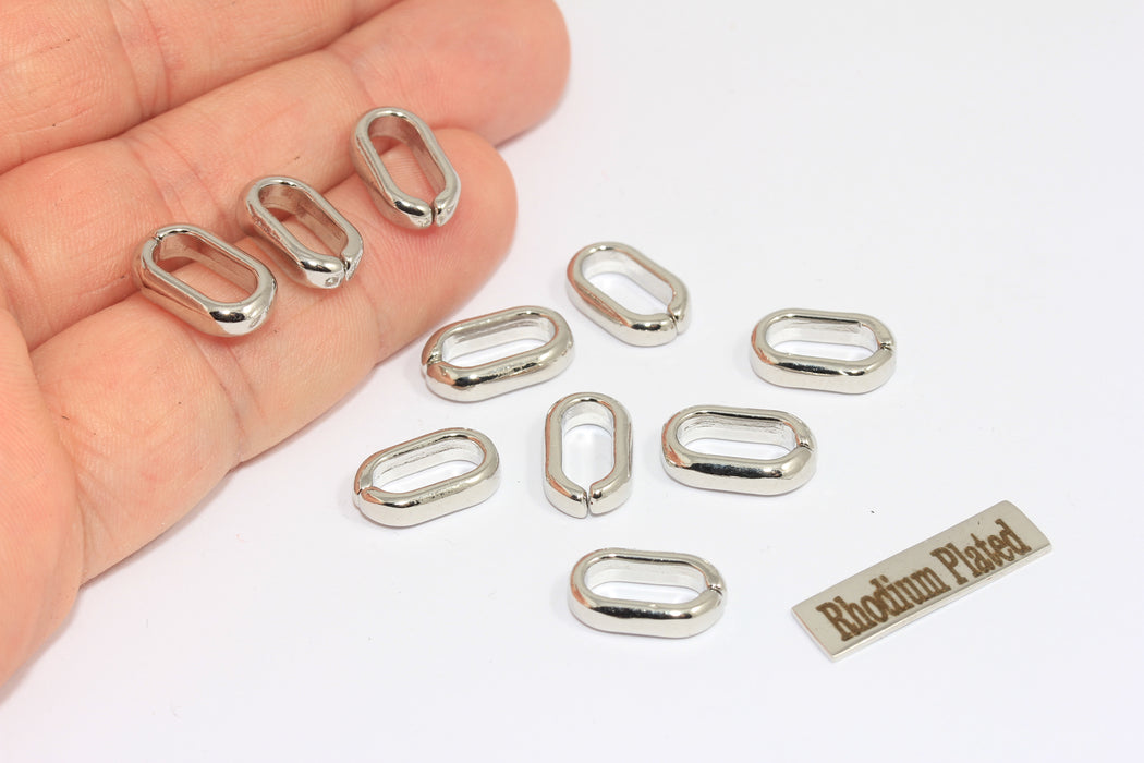 6x13 mm Rodyum Kaplamalı Oval Bağlantı Tılsımı, Bağlantı Tılsımları, CHK158-2