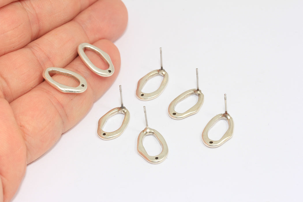 Orecchini a conchiglia placcati in rodio da 10x12 mm, orecchini a bottone con conchiglia, orecchini minimalisti, orecchini a conchiglia delicati, XP97-2