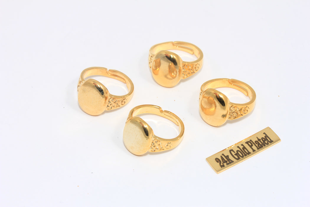 19mm 24k Shiny Gold Coin Rings, Large Round Rings, MLS225