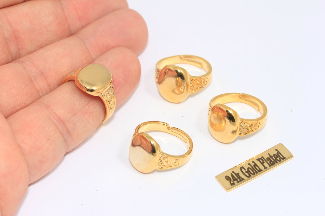 19mm 24k Shiny Gold Coin Rings, Large Round Rings, MLS225