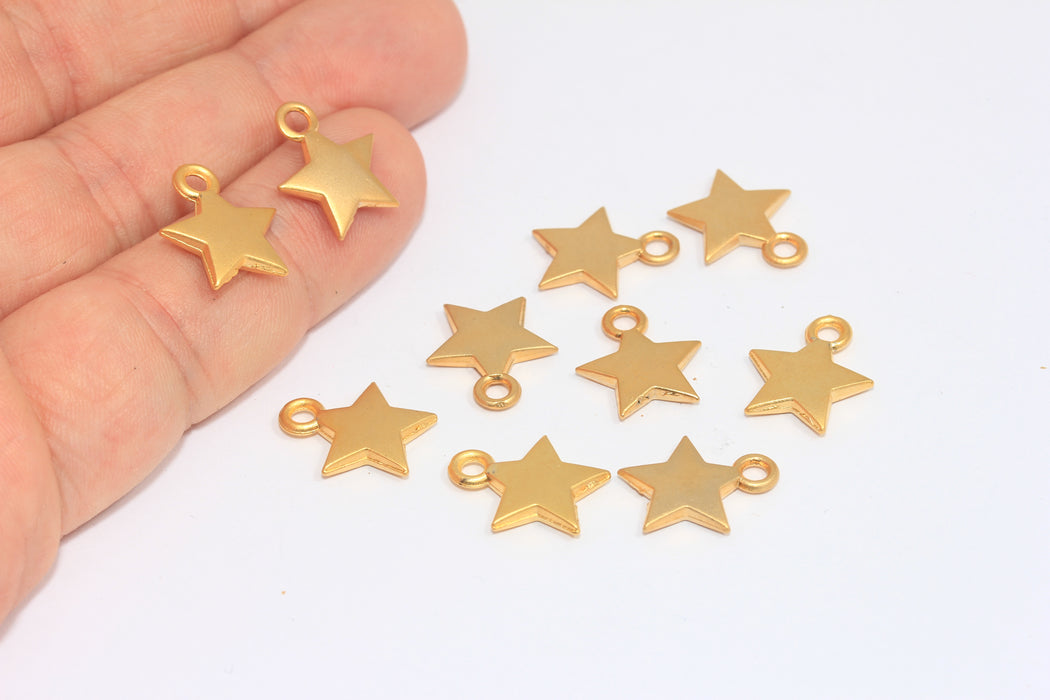 13x15mm 24 Ayar Mat Altın Yıldız Kolye, Yıldız Kolye, Altın MLS166