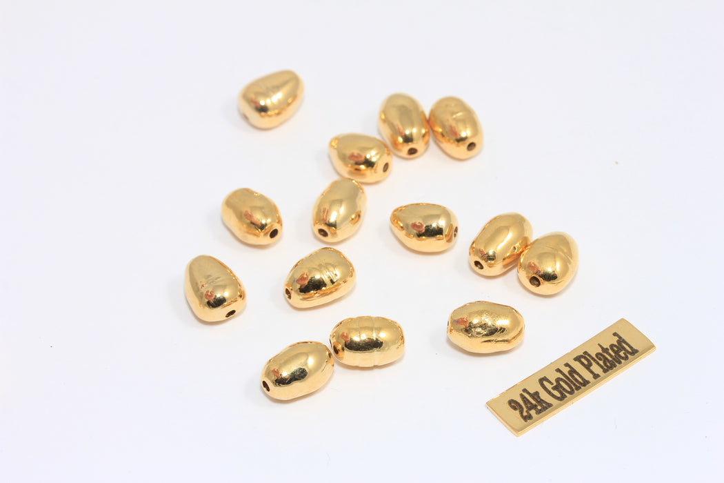 8x10mm 24 Ayar Parlak Altın Ara Boncuklar, Düzensiz Şekilli Boncuklar, MLS197