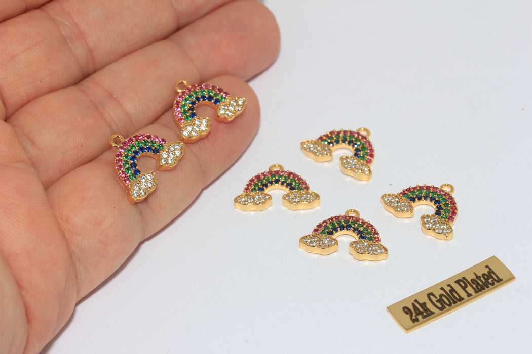 14x18mm Micro Pave Rainbow, Colorful Micro Pave Pendant, MLS170