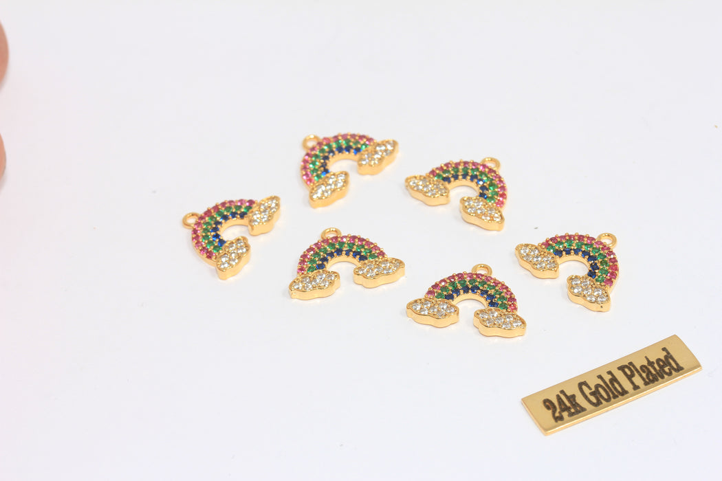 14x18mm Micro Pave Rainbow, Colorful Micro Pave Pendant, MLS170
