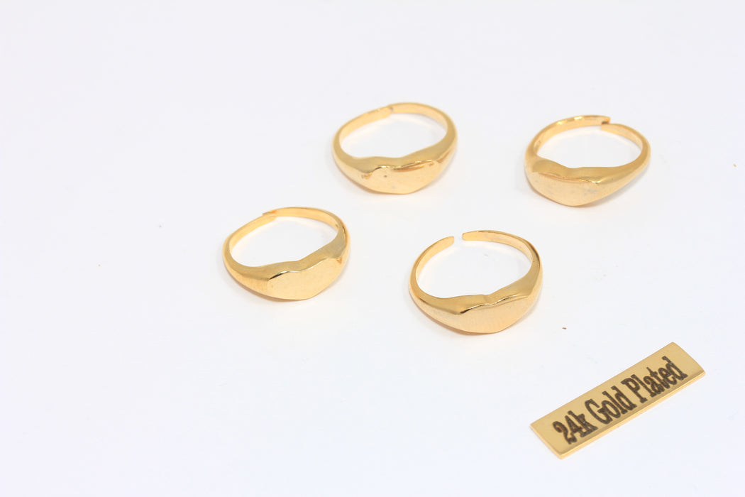 17-18mm 24k Shiny Gold Heart Ring, Nameplate Ring, Gold  MLS210