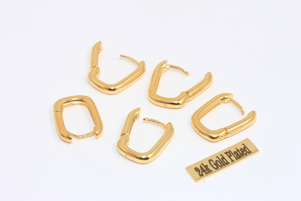 15x20mm 24k Shiny Gold Oval Earrings, Dainty Earring, Gold Plated Earrings, MLS179