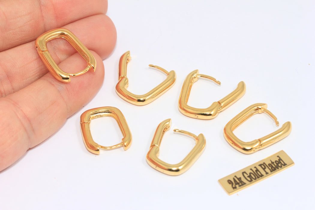 15x20mm 24k Shiny Gold Oval Earrings, Dainty Earring, Gold Plated Earrings, MLS179