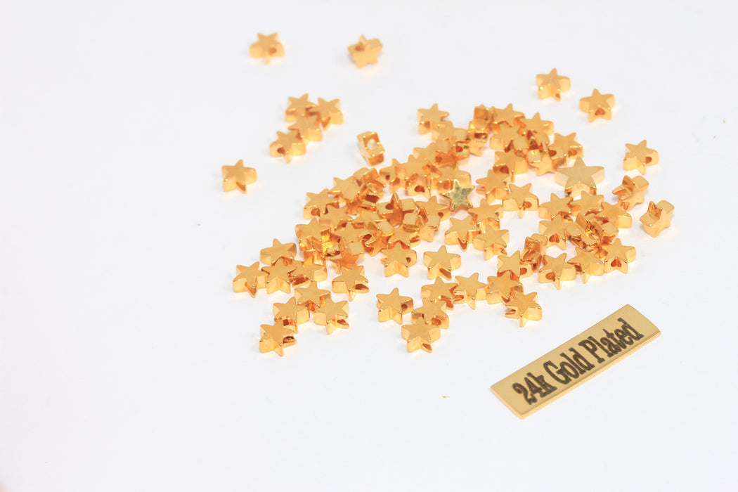 5 mm 24 ayar Parlak Altın Yıldız Boncuklar, Altın Yıldız Tılsımları, Yıldız MLS431