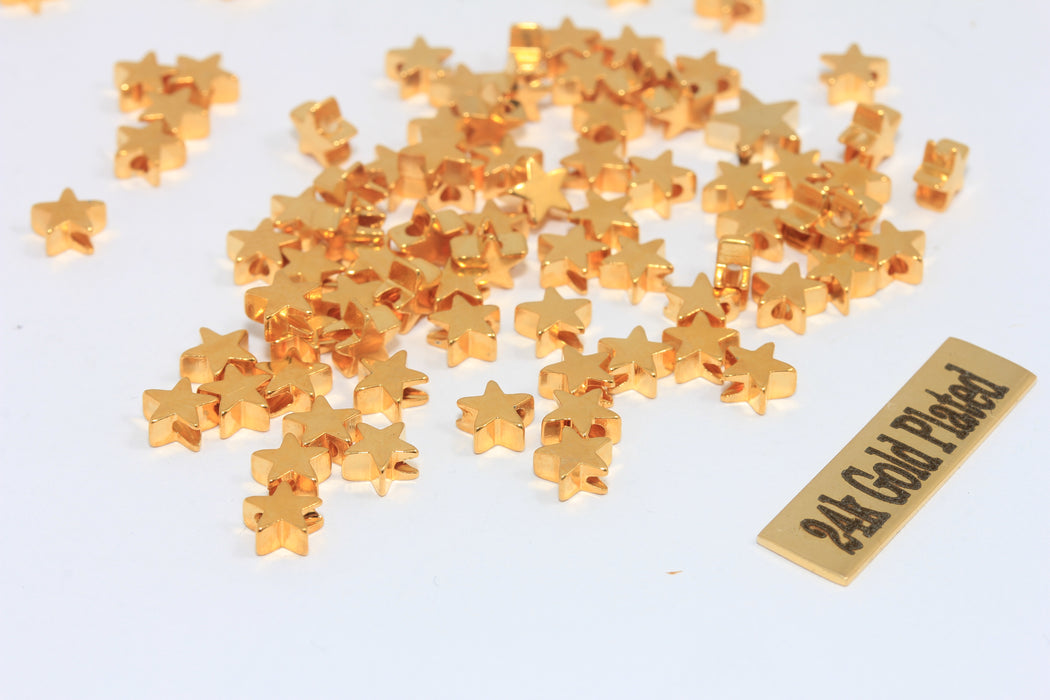 5 mm 24 ayar Parlak Altın Yıldız Boncuklar, Altın Yıldız Tılsımları, Yıldız MLS431