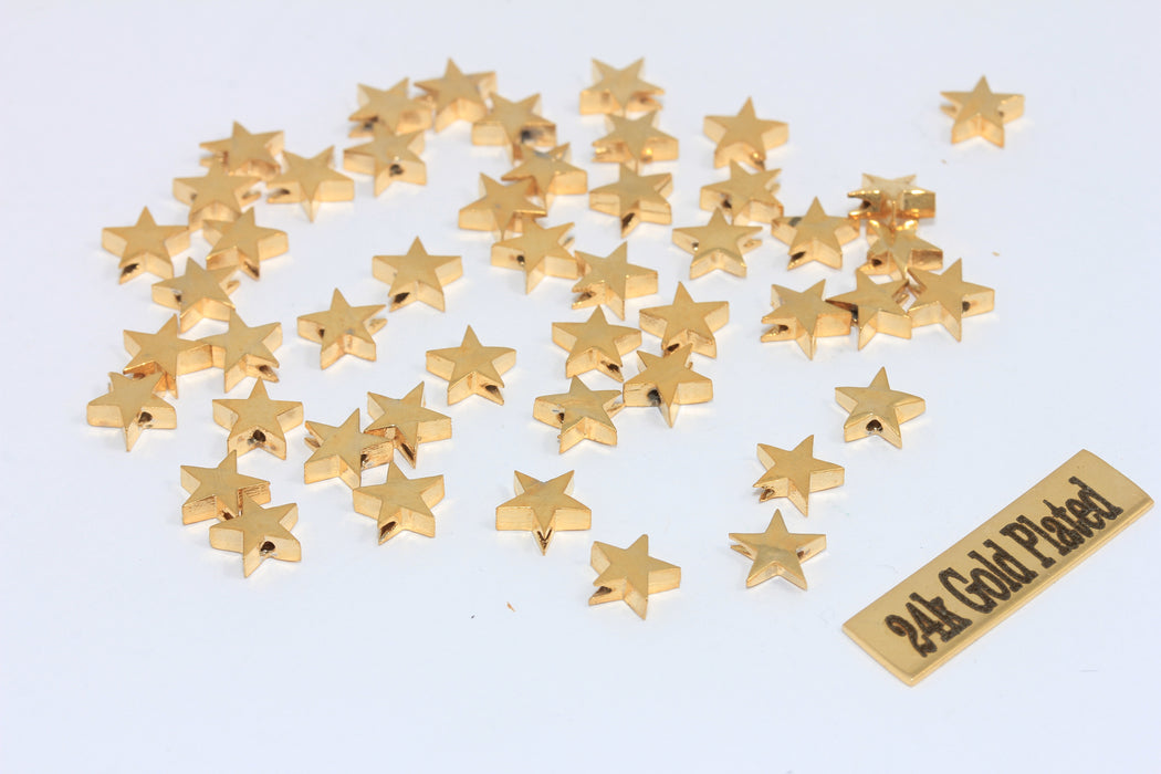 6,5 mm 24 ayar Parlak Altın Yıldız Boncuklar, Altın Yıldız Tılsımları, Yıldız, MLS64