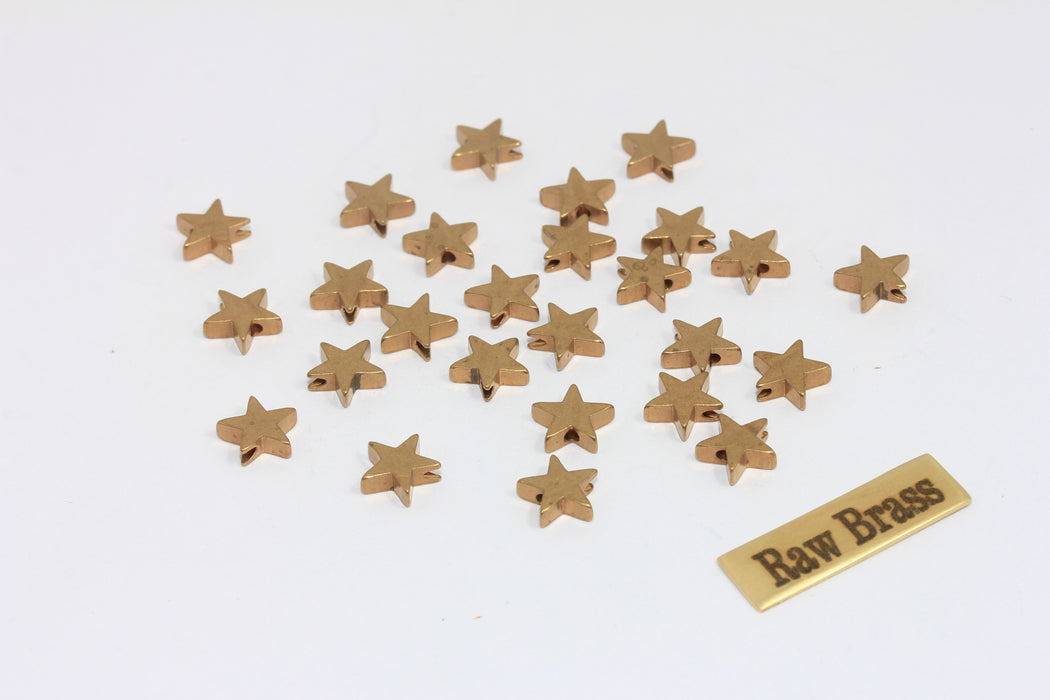 7,5mm Raw Brass Star Beads, Spacer Beads, Star Charms, Star Necklace, MLS430