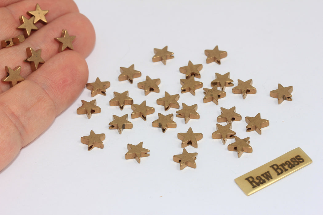 7,5mm Raw Brass Star Beads, Spacer Beads, Star Charms, Star Necklace, MLS430