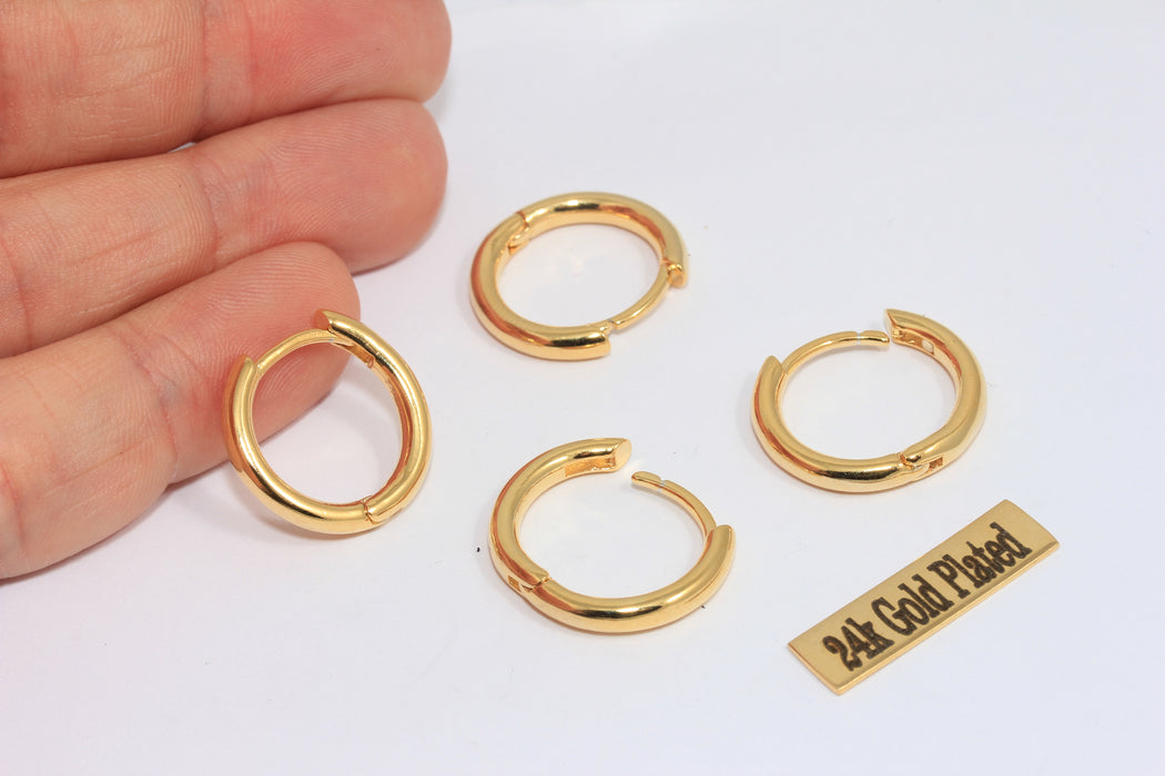 20mm 24k Shiny Gold Earrings, Leverback Earrings, Hook Earrings, Round Earrings, Gold Plated Earrings, MLS300