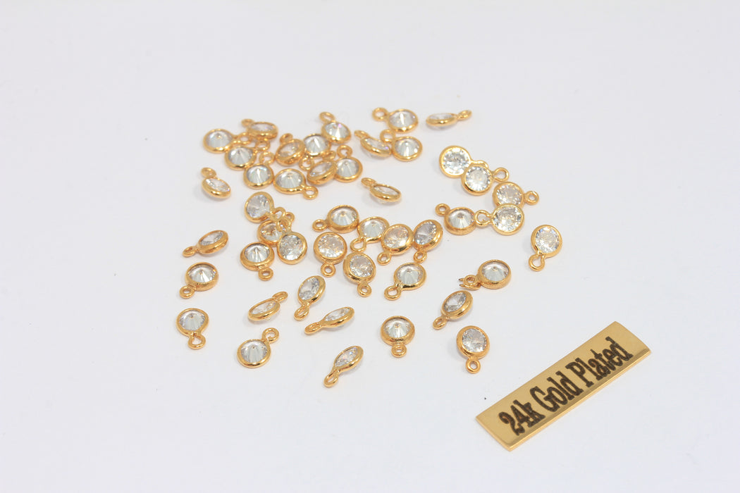 5x7mm 24k Shiny Gold Cubic Zirconia Charms, CZ Drop Crystal Charms,  MLS308