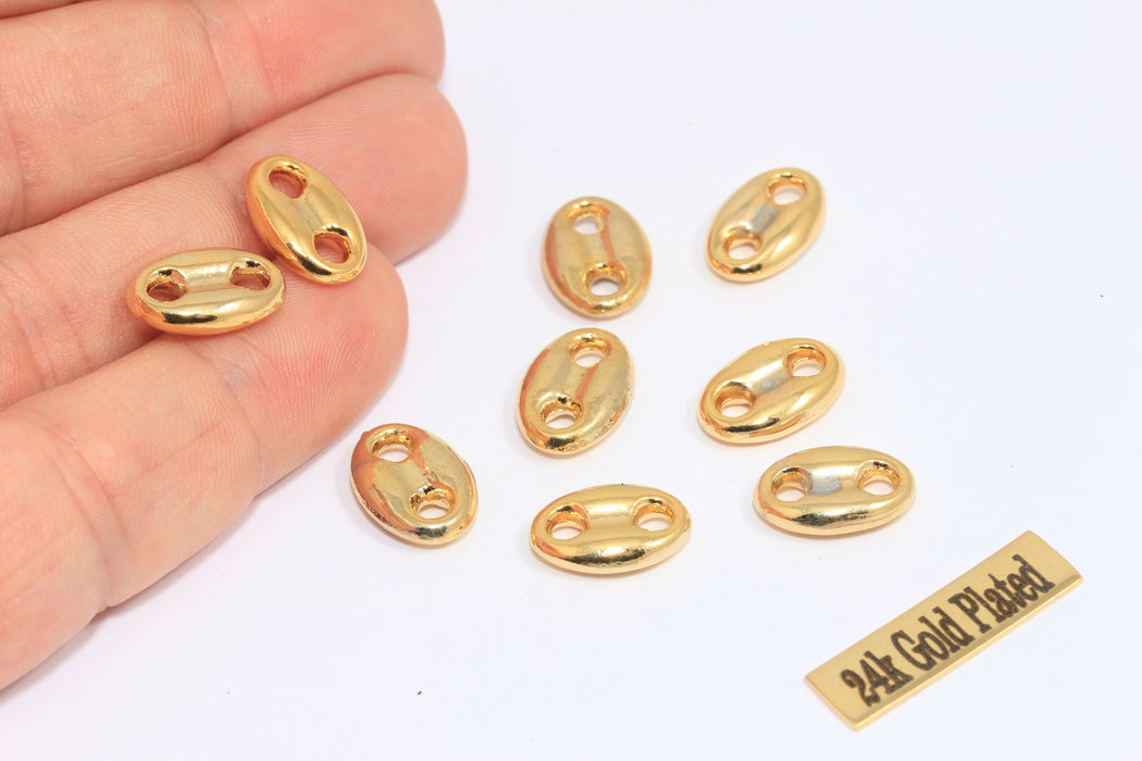 10x15mm 24k Shiny Gold Button Charms, Button Connector Charms, MLS299